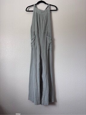 Light Sage Wide-Leg Cotton Jumpsuit